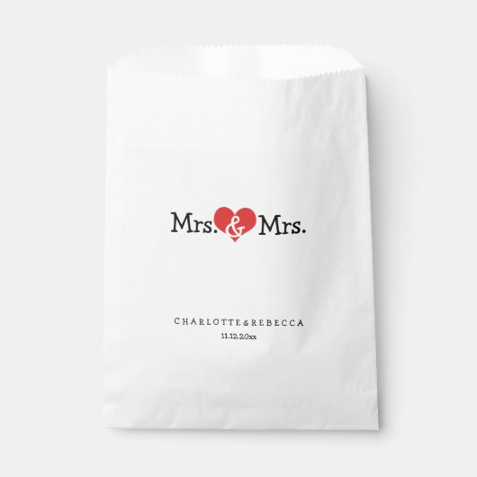 Mrs. en Mrs. Red Heart Wedding Personalized Bedankzakje (Voorkant)