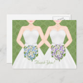 Mrs en Mrs Two Brides Lesbian Wedding Dank u Briefkaart (Voorkant / Achterkant)