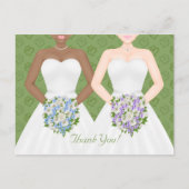 Mrs en Mrs Two Brides Lesbian Wedding Dank u Briefkaart (Voorkant)