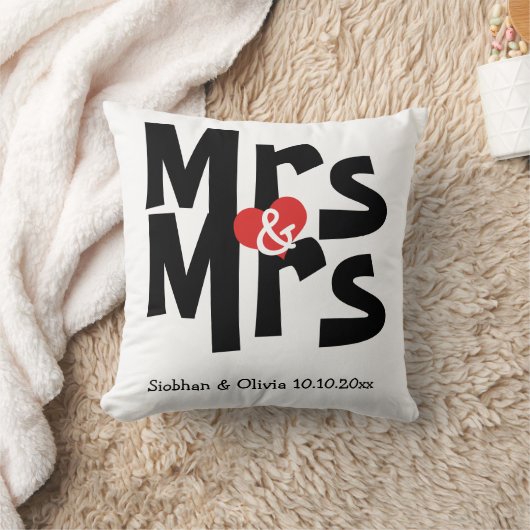Mrs. en Mrs. Two Brides Personalized Wedding Kussen (Deken)