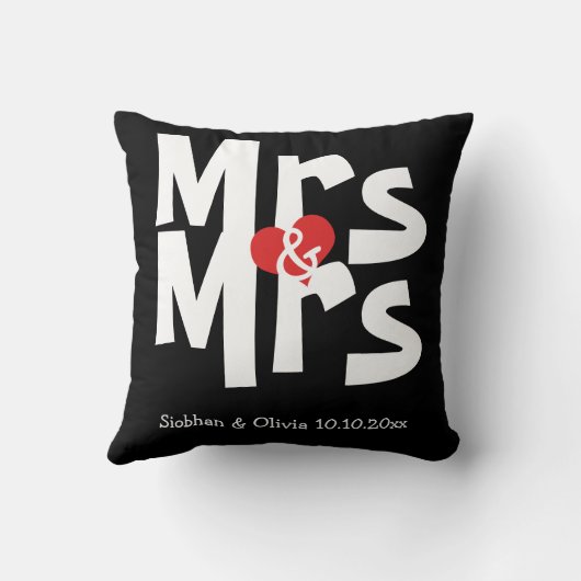 Mrs. en Mrs. Two Brides Personalized Wedding Kussen (Achterkant)