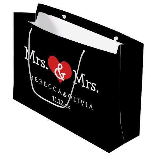 Mrs. en Mrs. Two Brides Wedding  Groot Cadeauzakje (Voorkant Gekanteld)