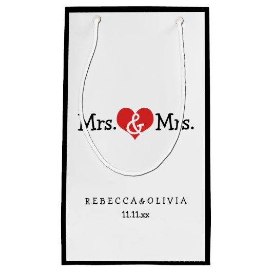 Mrs. en Mrs. Two Brides Wedding  Klein Cadeauzakje (Voorkant)
