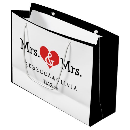 Mrs. en Mrs. Two Brides Wedding  Large Cadeautasje (Voorkant Gekanteld)