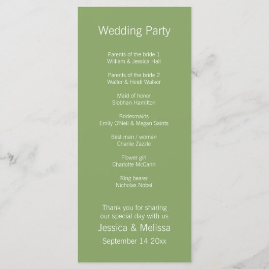 Mrs en Mrs Two Brides Wedding Service Order Programmakaart (Achterkant)