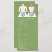 Mrs en Mrs Two Brides Wedding Service Order Programmakaart (Voorkant / Achterkant)