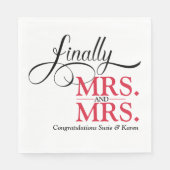 Mrs en Mrs Wedding Cocktail Servet (Voorkant)