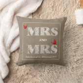 Mrs. en Mrs White Lace Word Art Red Butterflies Kussen (Deken)