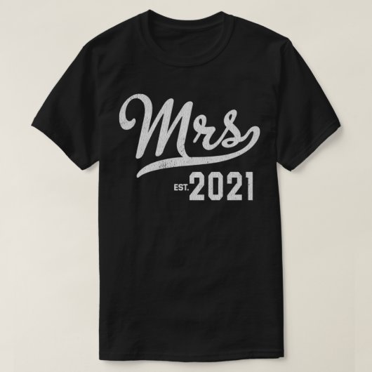 Mrs Est 2021 Wedding Engagement Newlywed Gift Pull T-shirt (Design voorkant)