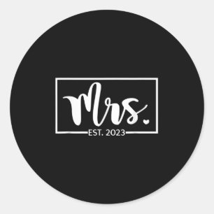 Mrs Est. 2023 Bruid Vrouw Net Getrouwd Trouwcadeau Ronde Sticker