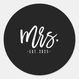 Mrs Est. 2025 Getrouwd met bruidsparen Mr. &am Ronde Sticker