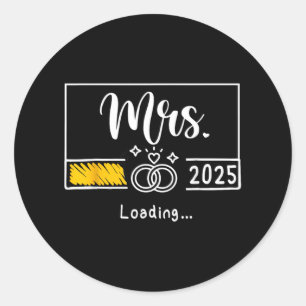 Mrs Est. 2025 Loading Bruid bruiloft Pas getrouwd  Ronde Sticker