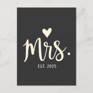 Mrs Est. 2025 Man Bruid Verloving bruiloft Briefkaart