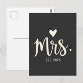 Mrs Est. 2025 Man Bruid Verloving bruiloft Briefkaart (Voorkant / Achterkant)