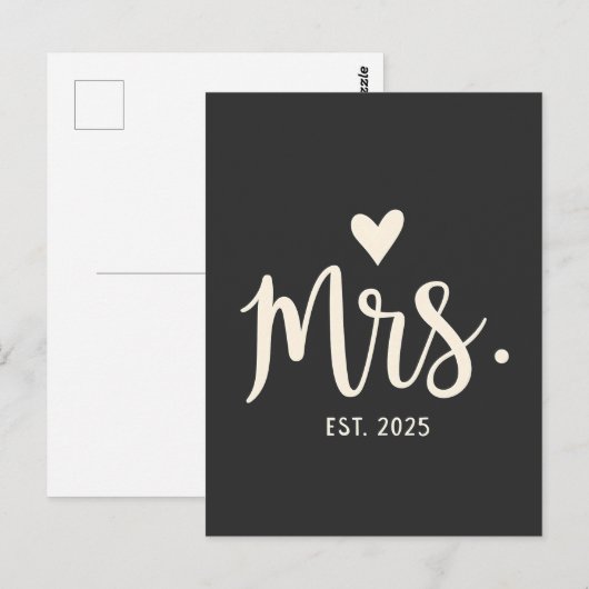 Mrs Est. 2025 Man Bruid Verloving bruiloft Briefkaart (Voorkant / Achterkant)
