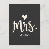 Mrs Est. 2025 Man Bruid Verloving bruiloft Briefkaart (Voorkant)