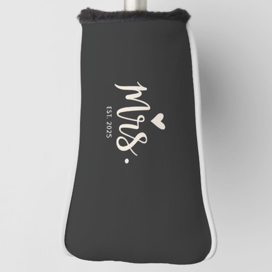 Mrs Est. 2025 Man Bruid Verloving bruiloft Golfheadcover (Draai 90)