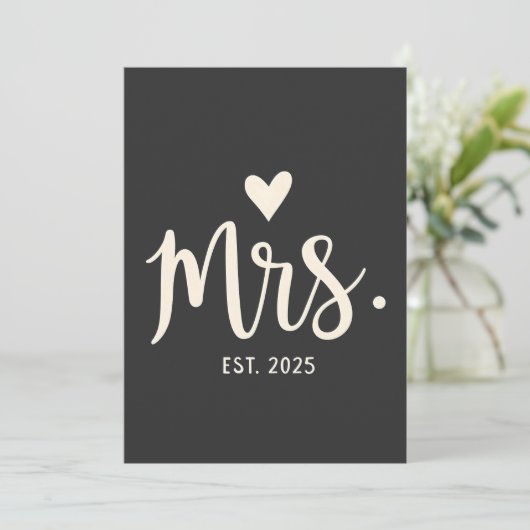 Mrs Est. 2025 Man Bruid Verloving bruiloft Kaart (Staand voorkant)