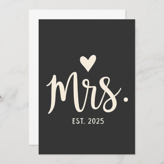 Mrs Est. 2025 Man Bruid Verloving bruiloft Kaart (Voorkant / Achterkant)