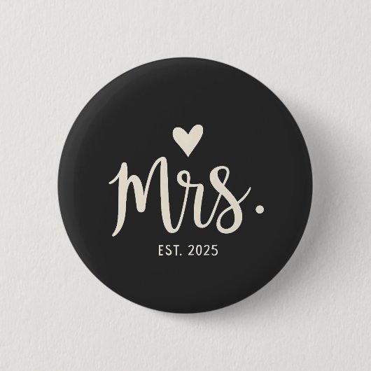 Mrs Est. 2025 Man Bruid Verloving bruiloft Ronde Button 5,7 Cm (Voorkant)