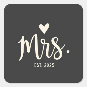Mrs Est. 2025 Man Bruid Verloving bruiloft Vierkante Sticker