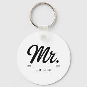 Mrs Est. 2025 Net getrouwd met huwelijksfeest Mr e Sleutelhanger