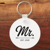 Mrs Est. 2025 Net getrouwd met huwelijksfeest Mr e Sleutelhanger (Voorkant)