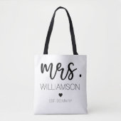Mrs Est Custom Name Wedding New Couple Gift  Tote Bag (Voorkant)