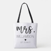 Mrs Est Custom Name Wedding New Couple Gift  Tote Bag (Achterkant)
