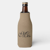 Mrs faux linnen burlap rustiek chic initiaal jute flesjeskoeler (Fles Voorkant)