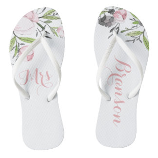 Mrs Floral Bride Wifey Botanische strandsandalen Teenslippers
