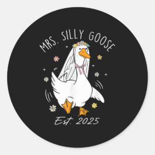 Mrs Gekke Goose Paar Matching Wedding Funny Bri Ronde Sticker