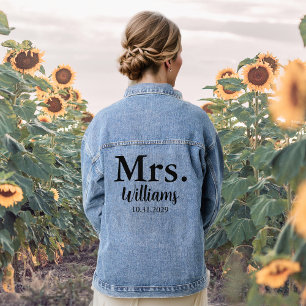 Mrs Gepersonaliseerde Achternaam & Datum Bruid Jea Denim Jacket