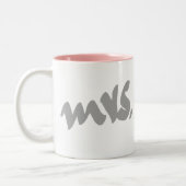 Mrs Gifts voor haar zwarte witte roze Moederdag Tweekleurige Koffiemok (Links)
