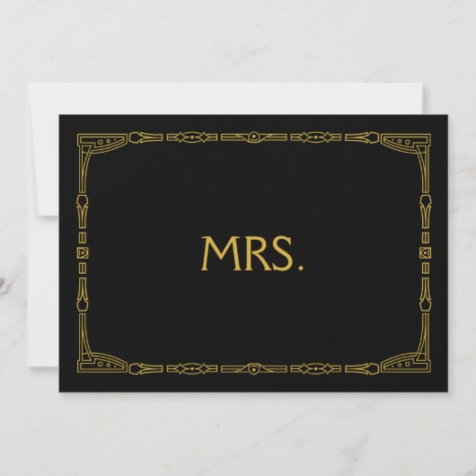 "Mrs." Gold Art Deco Style Wedding Sign (Voorkant)