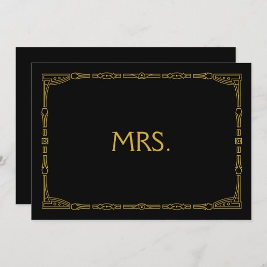 "Mrs." Gold Art Deco Style Wedding Sign (Voorkant / Achterkant)