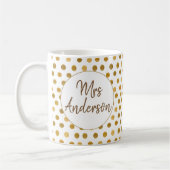 Mrs. Gold Glliter Polka Dots, gepersonaliseerd Koffiemok (Links)