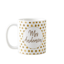 Mrs. Gold Glliter Polka Dots, gepersonaliseerd