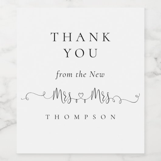 Mrs Heart Rings Lesbische bruiloft Dank u Wijn Etiket (Enkel label)