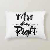 Mrs. heeft altijd de juiste typografie in zwart-wi accent kussen (Voorkant)