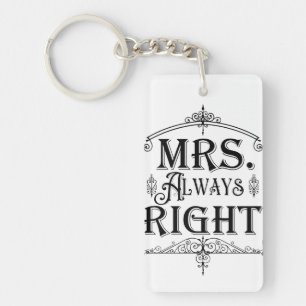 MRS. HEEFT ALTJD GELIJK Vintage Deco Versiering Kl Sleutelhanger