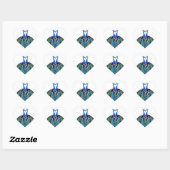 Mrs Kissing Peacock Gatsby Roaring 20s Blauw Groen Hart Sticker (Vel)