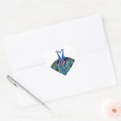Mrs Kissing Peacock Gatsby Roaring 20s Blauw Groen Hart Sticker (Envelop)
