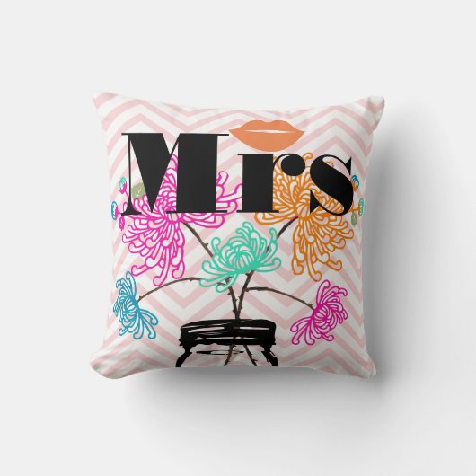 Mrs Lips Bleke Roze Zig Zag Mason Jar Kussen (Voorkant)