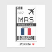 MRS Marseille, Frankrijk Boarding Pass - Luchthave Sticker (Vel)