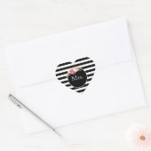 Mrs. met Black & White Stripes en Flowers Hart Sticker (Envelop)