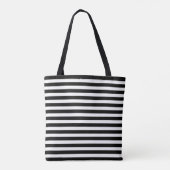 Mrs. met Black & White Stripes en Flowers Tote Bag (Achterkant)
