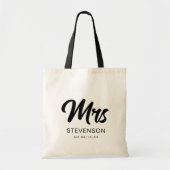 Mrs Minimalist Modern Black Script Pas getrouwd Tote Bag (Voorkant)