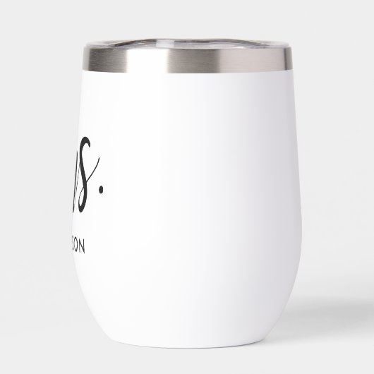 Mrs Modern Black Script Personalized Wedding (Achterkant)