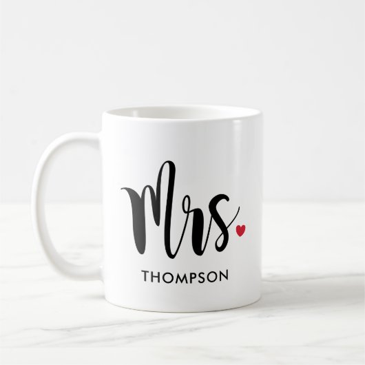 Mrs Modern Black Script Personalized Wedding Koffiemok (Links)